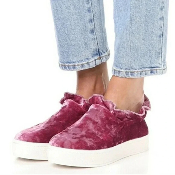 Opening Ceremony DiDi‎ Ruffle Ash Rose Platform Velvet Shoes Size 37 M New - Picture 1 of 12